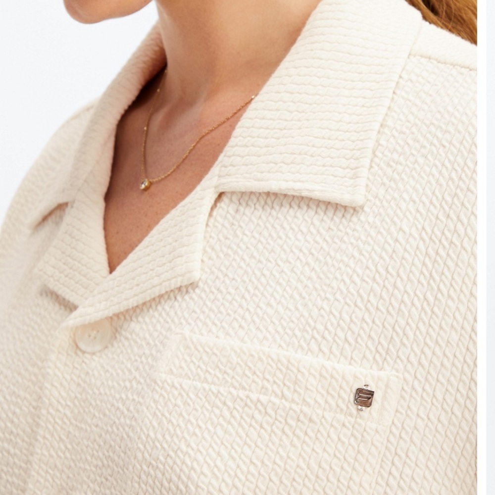 Fabletics Crinkle Knit Boxy Button Down Shirt Egr… - image 2